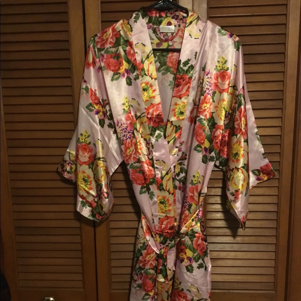 Silk floral bridal robe